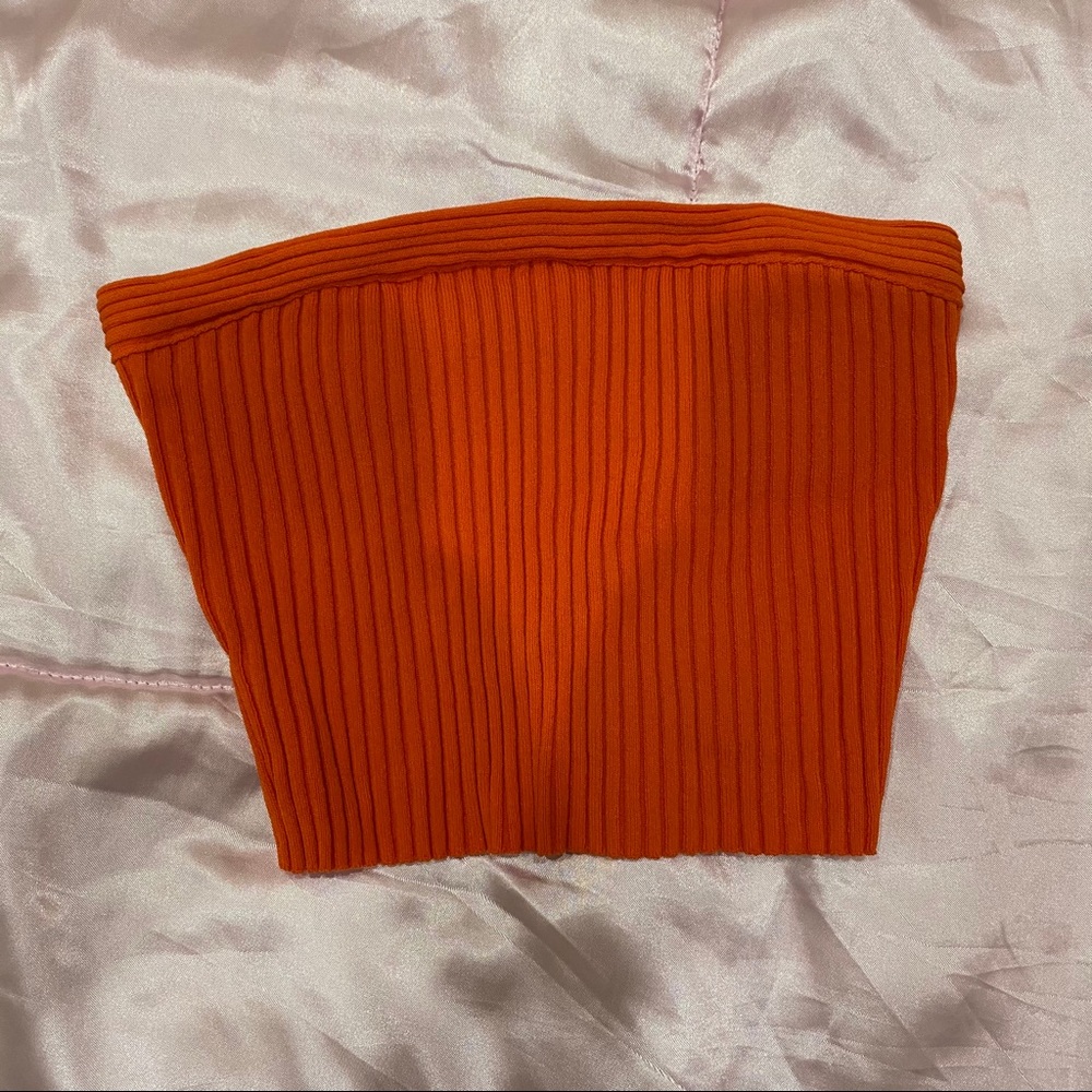 Orange Ribbed Tube Top
